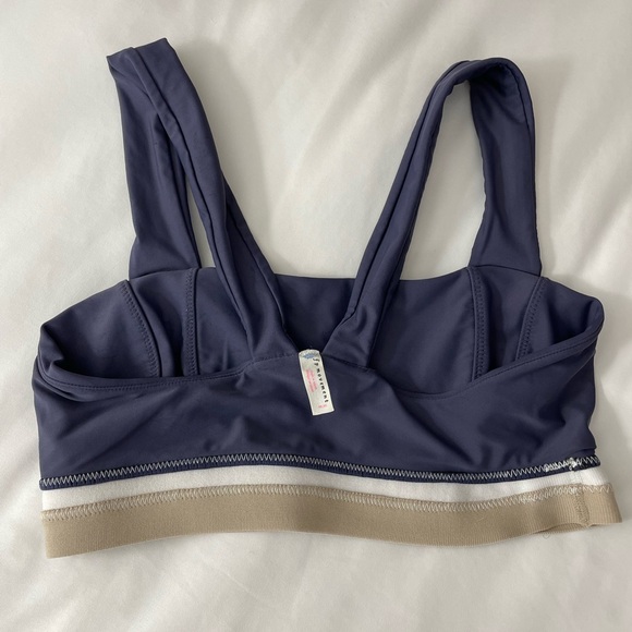 Free People Movement Sports Bra Size Medium Navy Blue,Tan and White - Picture 3 of 10